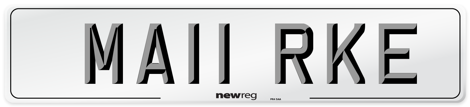 MA11 RKE Number Plate from New Reg